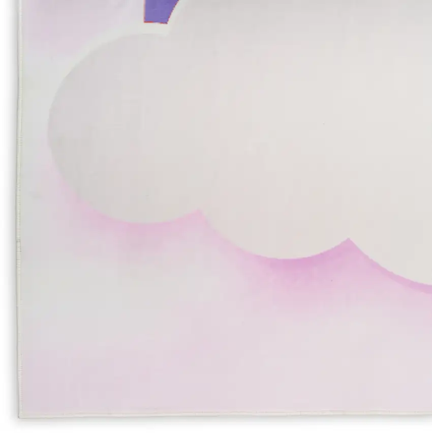 Ivory Pink And Purple Rainbows Youthful Washable Area Rug Photo 9