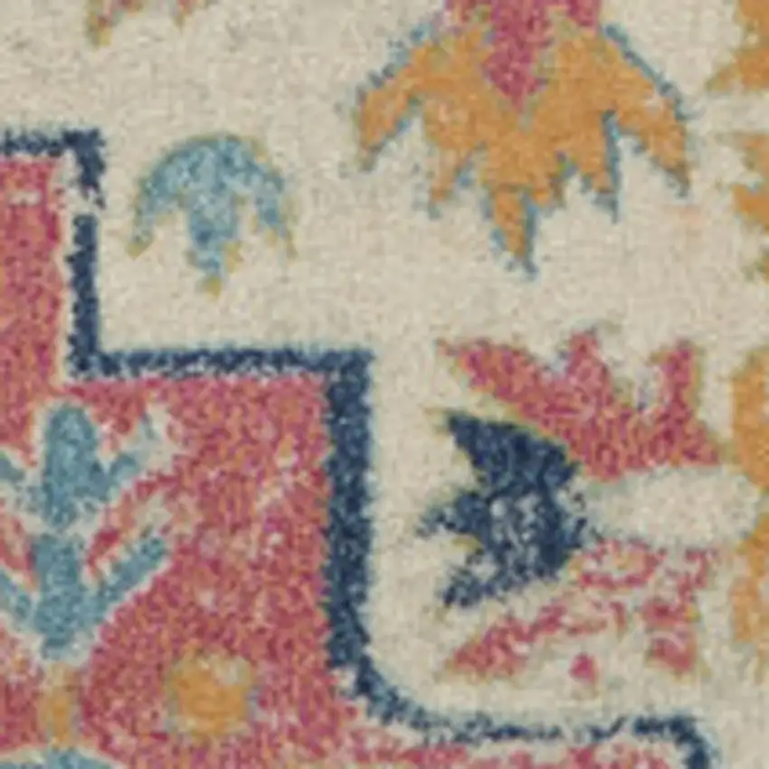 Ivory Pink And Red Floral Medallion Area Rug Photo 8