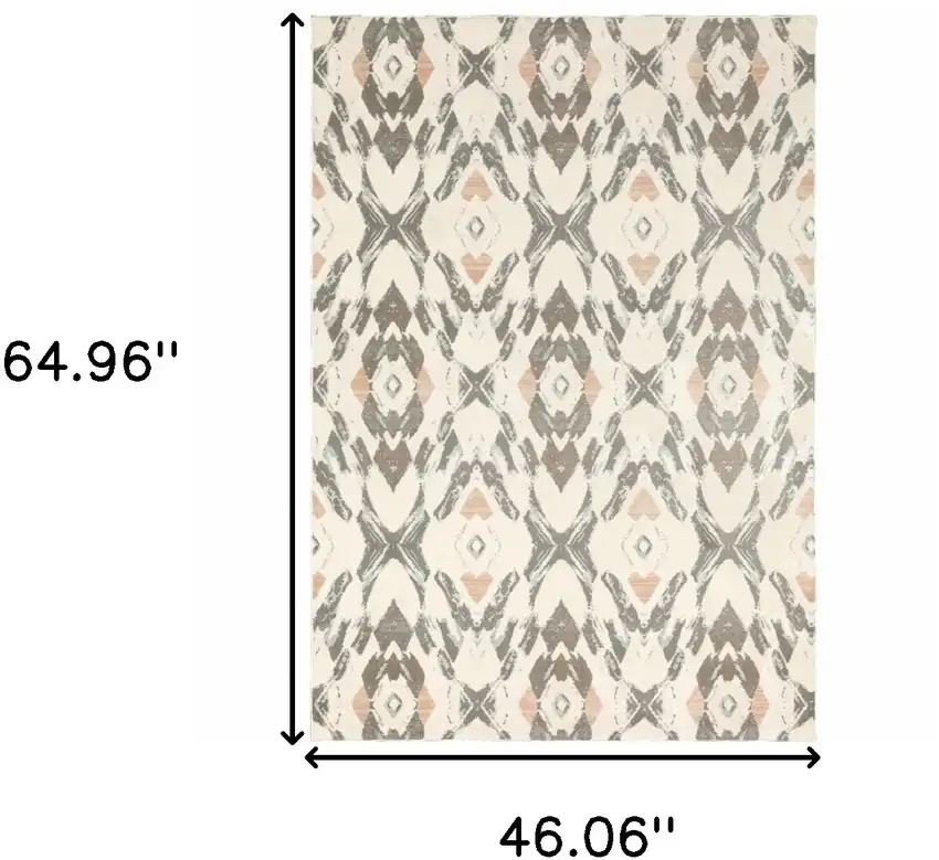 Ivory Pink And Sage Geometric Power Loom Stain Resistant Area Rug Photo 10