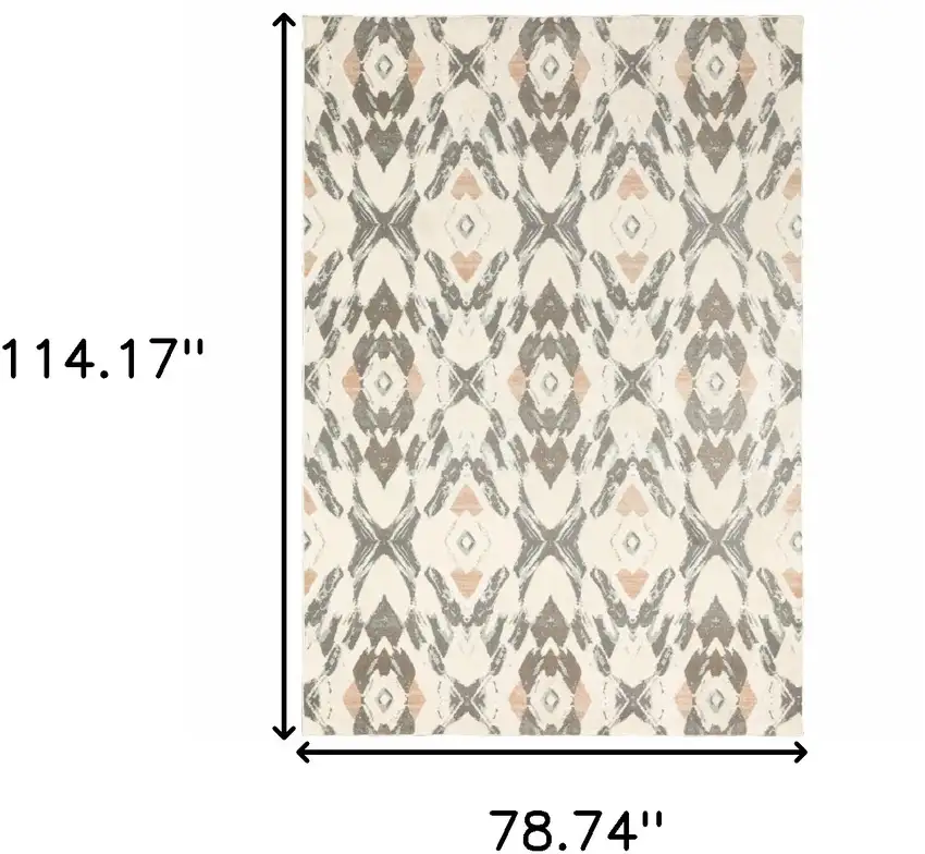 Ivory Pink And Sage Geometric Power Loom Stain Resistant Area Rug Photo 10