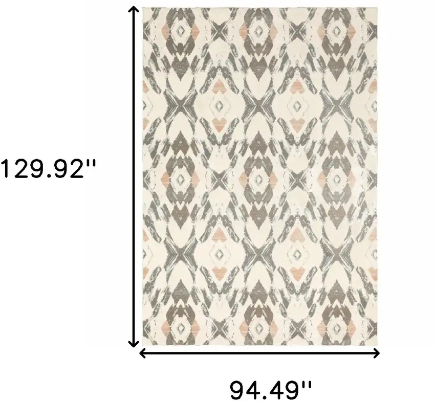Ivory Pink And Sage Geometric Power Loom Stain Resistant Area Rug Photo 10