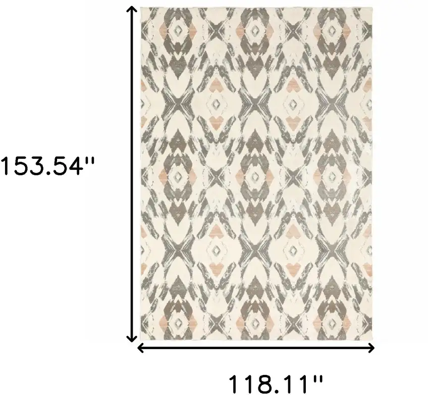 Ivory Pink And Sage Geometric Power Loom Stain Resistant Area Rug Photo 10