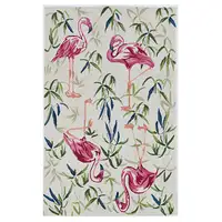 Photo of Ivory Pink Hand Hooked Flamingo Indoor Accent Rug