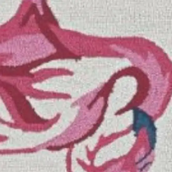Ivory And Pink Flamingo Hand Hooked Area Rug Photo 4