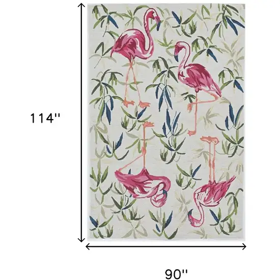 Ivory And Pink Flamingo Hand Hooked Area Rug Photo 5