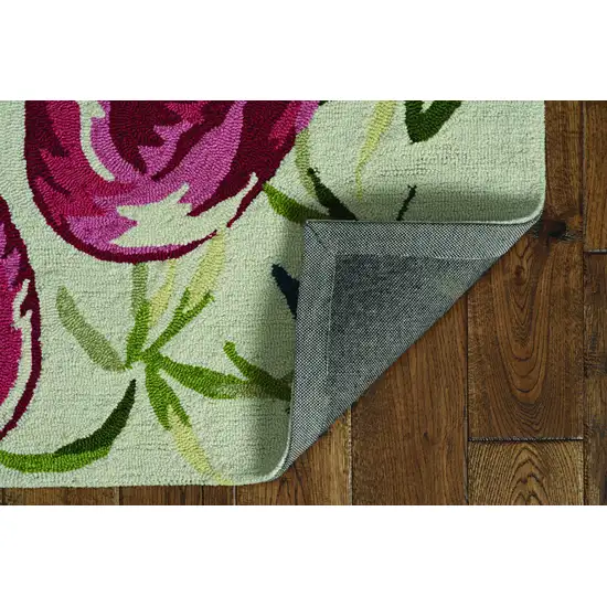 Ivory And Pink Flamingo Hand Hooked Area Rug Photo 6
