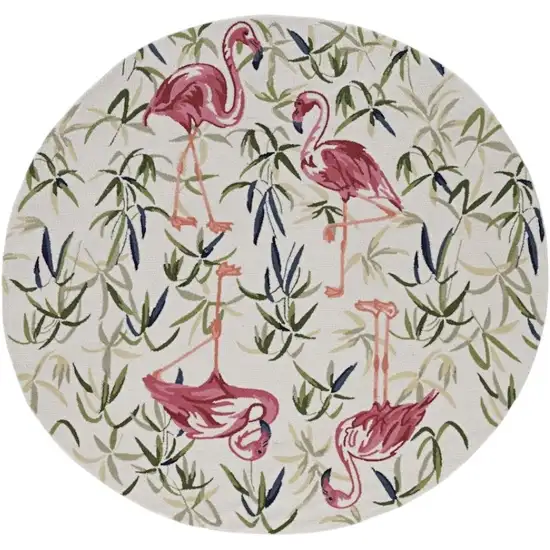 8' Pink and Ivory Round Hand Tufted Area Rug Photo 2