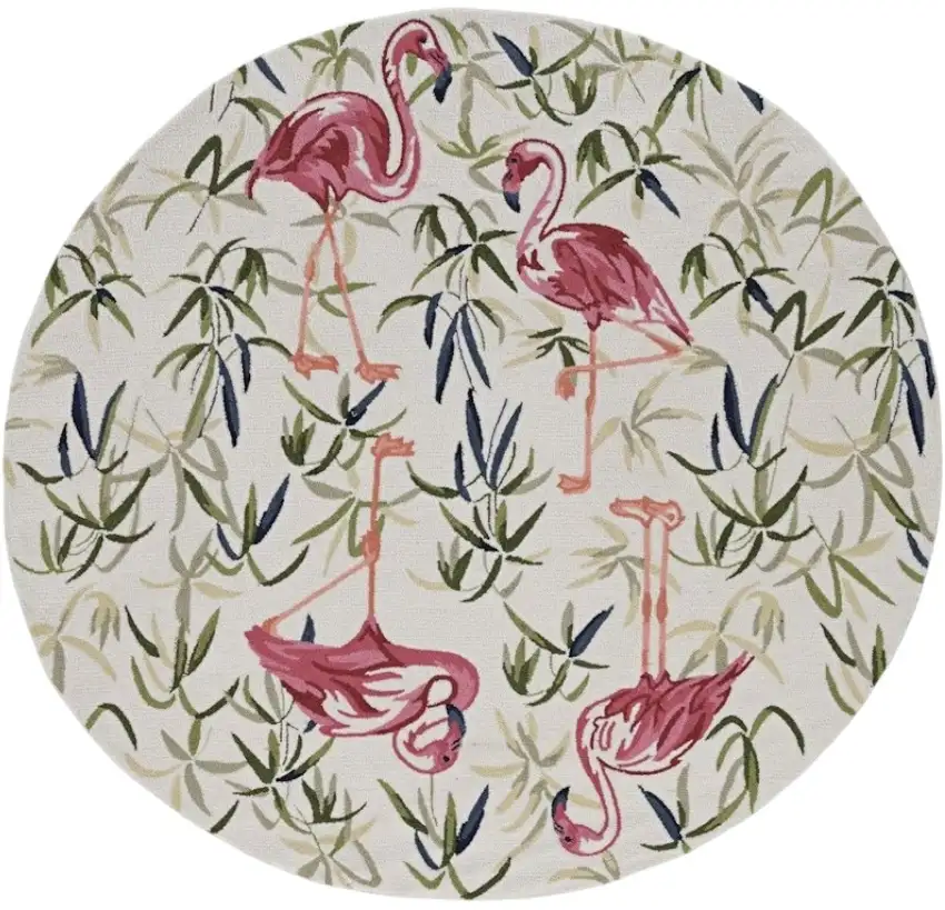 8' Pink and Ivory Round Hand Tufted Area Rug Photo 2
