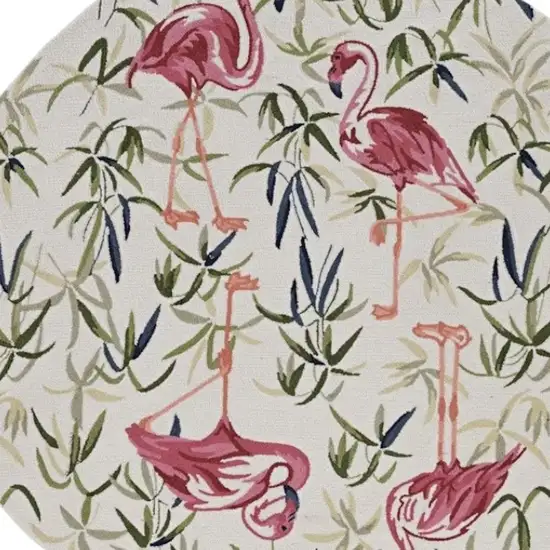 8' Pink and Ivory Round Hand Tufted Area Rug Photo 5