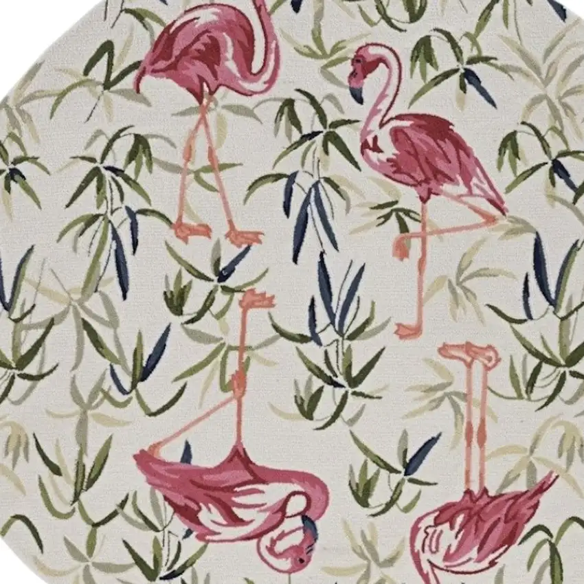 8' Pink and Ivory Round Hand Tufted Area Rug Photo 5