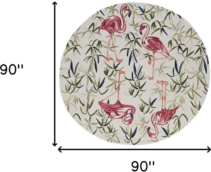 8' Pink and Ivory Round Hand Tufted Area Rug Photo 3
