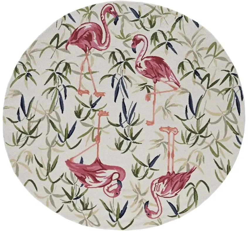 8' Pink and Ivory Round Hand Tufted Area Rug Photo 2