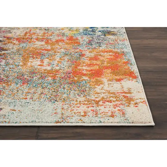 Ivory Pink and Orange Abstract Distressed Non Skid Area Rug Photo 6