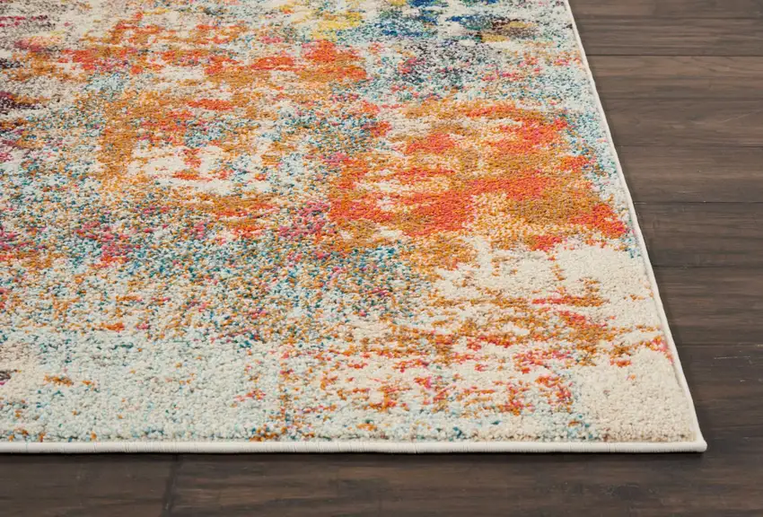 Ivory Pink and Orange Abstract Distressed Non Skid Area Rug Photo 6