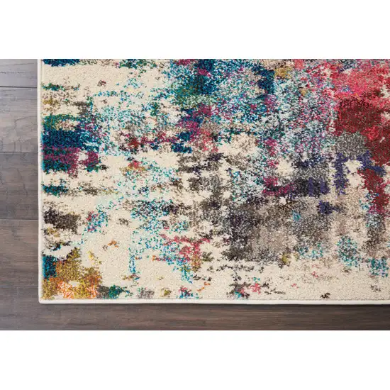 Ivory Pink and Orange Abstract Distressed Non Skid Area Rug Photo 7