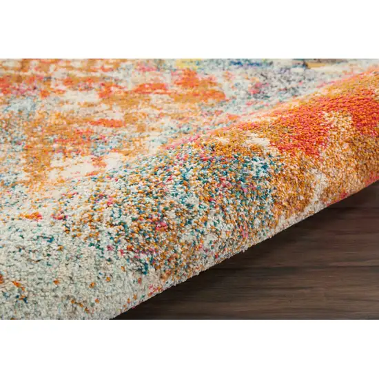 Ivory Pink and Orange Abstract Distressed Non Skid Area Rug Photo 8