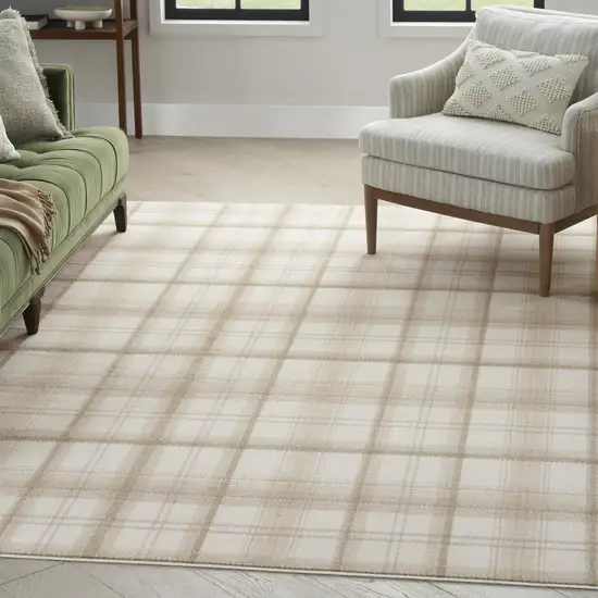 Ivory Plaid Area Rug Photo 5