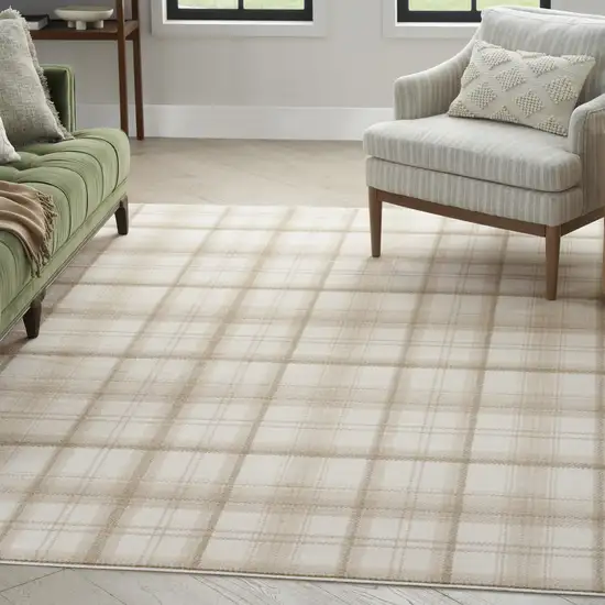 Ivory Plaid Area Rug Photo 5