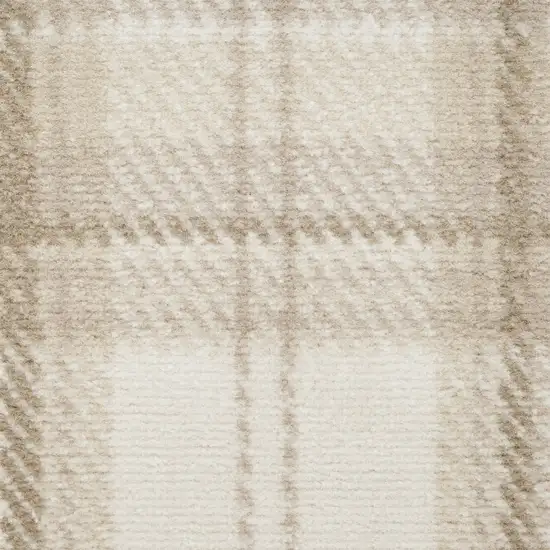 Ivory Plaid Power Loom Area Rug Photo 3
