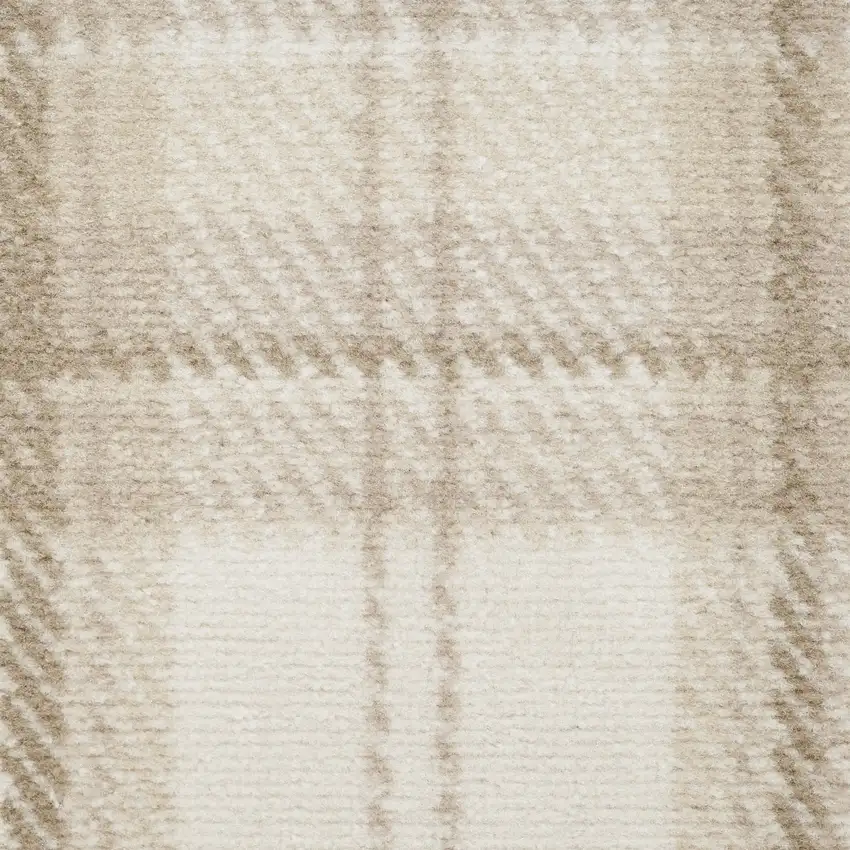 Ivory Plaid Power Loom Area Rug Photo 3