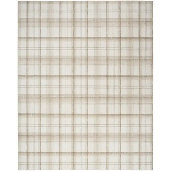 Ivory Plaid Power Loom Area Rug Photo 4