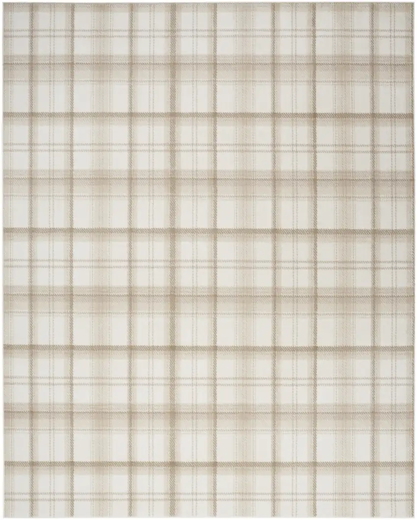 Ivory Plaid Power Loom Area Rug Photo 4