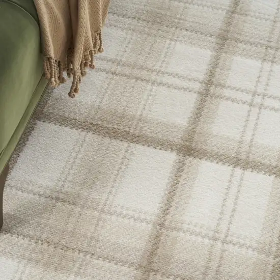 Ivory Plaid Power Loom Area Rug Photo 7