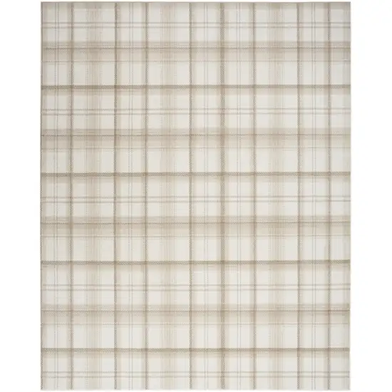 Ivory Plaid Power Loom Area Rug Photo 5