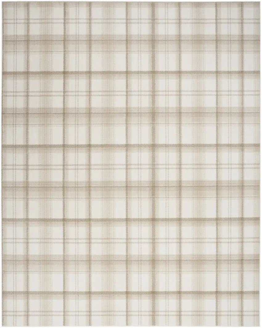 Ivory Plaid Power Loom Area Rug Photo 5