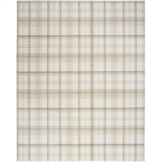 Ivory Plaid Power Loom Area Rug Photo 1