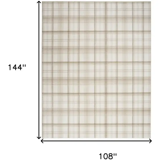 Ivory Plaid Power Loom Area Rug Photo 3