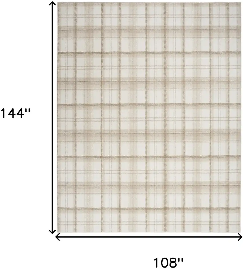 Ivory Plaid Power Loom Area Rug Photo 3
