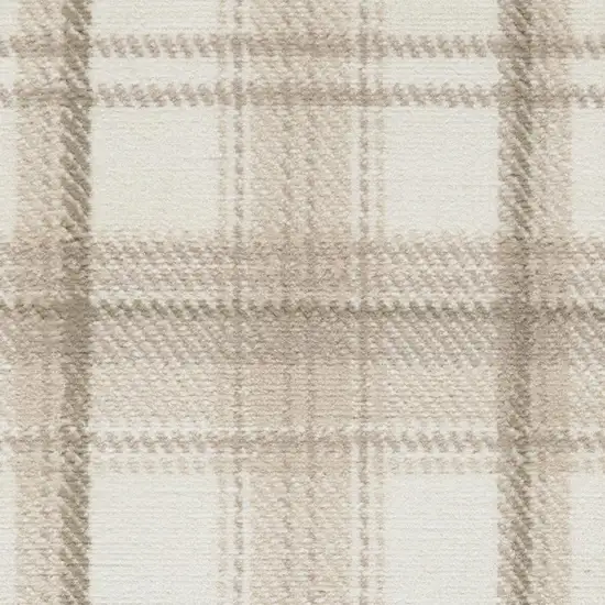 Ivory Plaid Power Loom Area Rug Photo 3