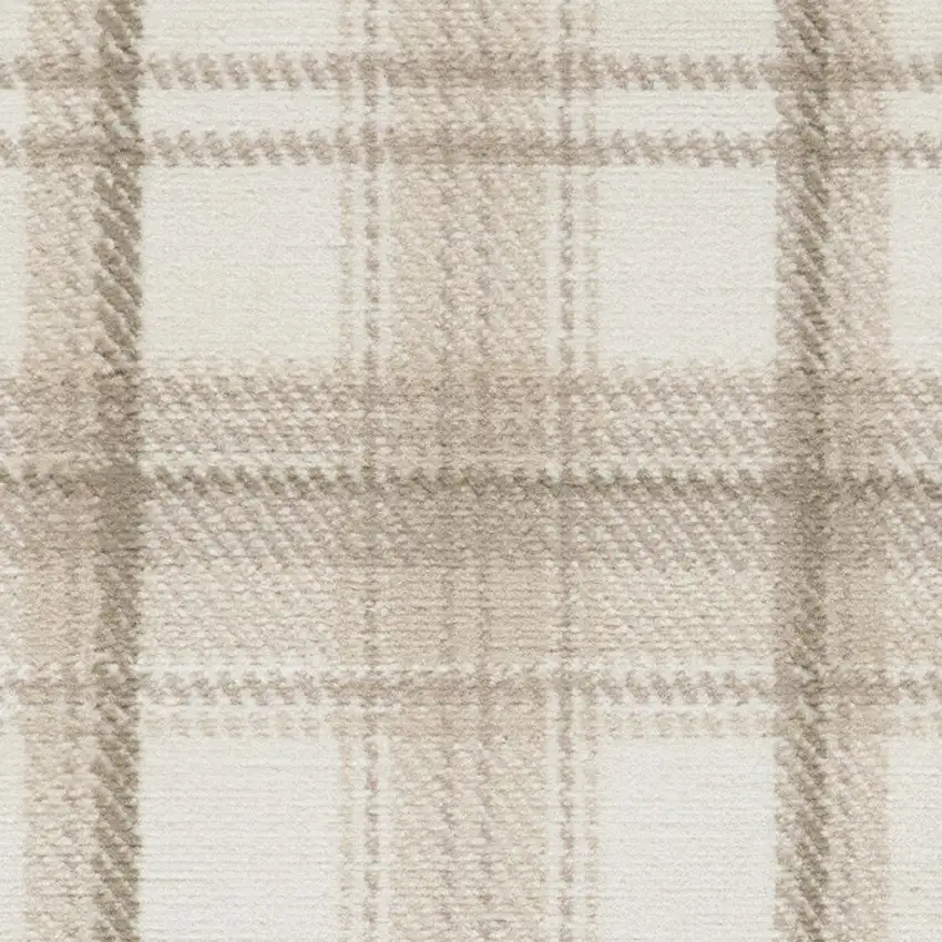 Ivory Plaid Power Loom Area Rug Photo 3