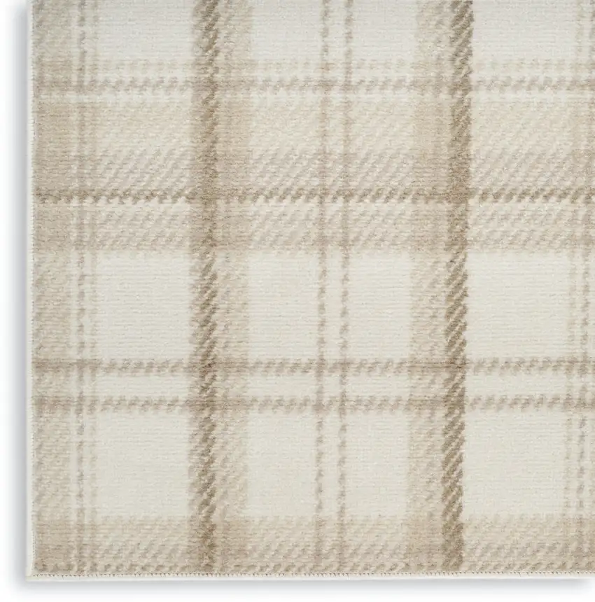 Ivory Plaid Power Loom Area Rug Photo 7