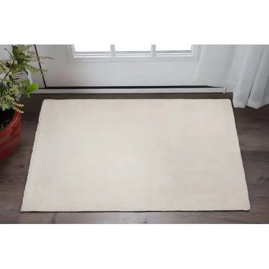 Ivory Shag Hand Woven Area Rug Photo 2