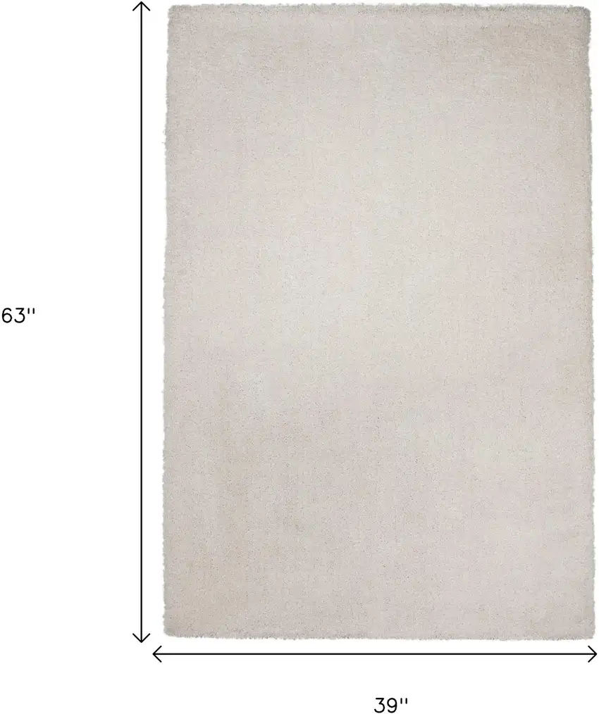 Ivory Shag Hand Woven Area Rug Photo 6