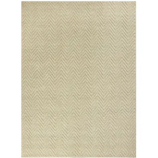 Ivory And Beige Jute Chevron Hand Woven Area Rug Photo 2