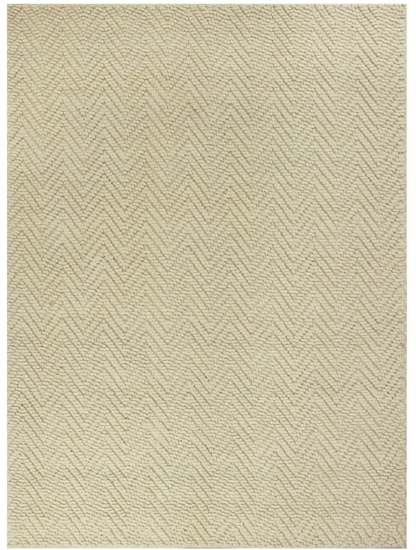 Ivory And Beige Jute Chevron Hand Woven Area Rug Photo 2