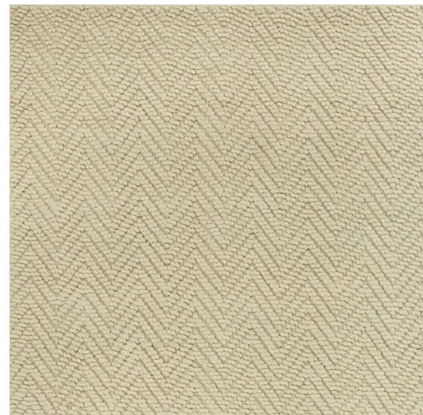 Ivory And Beige Jute Chevron Hand Woven Area Rug Photo 4