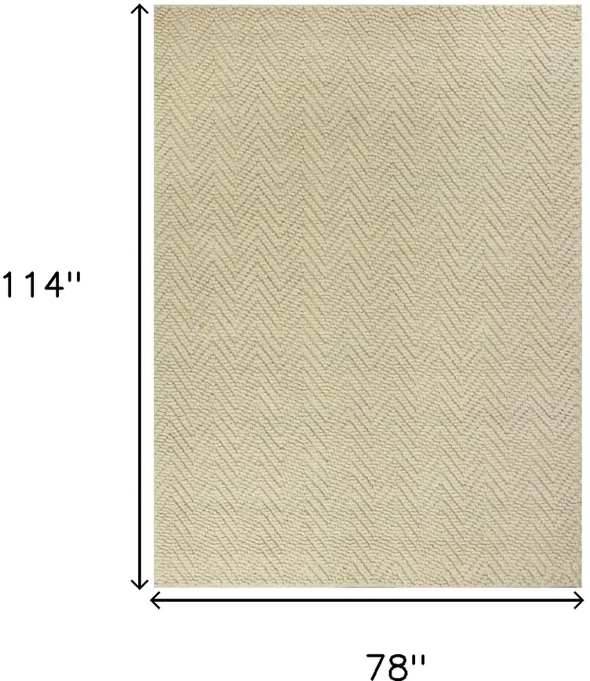 Ivory And Beige Jute Chevron Hand Woven Area Rug Photo 3