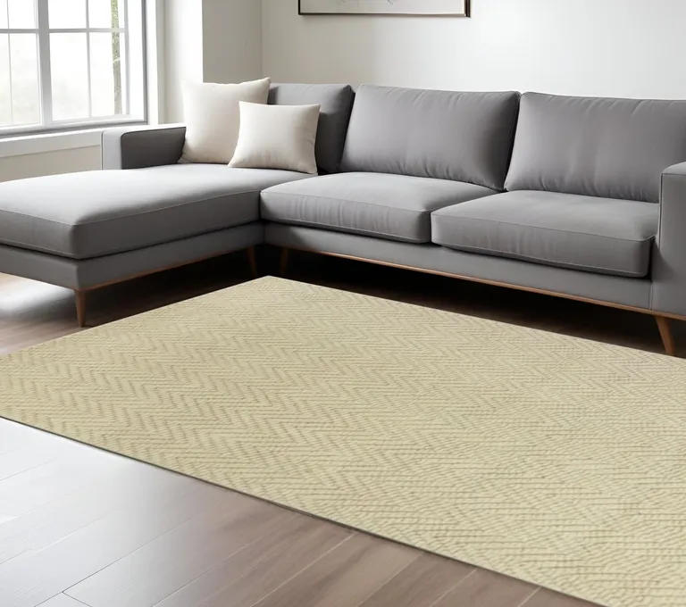 Ivory Plain Herringbone Woven Jute Indoor Area Rug Photo 5