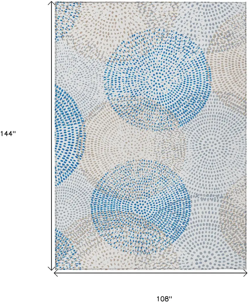 Ivory Polka Dot Washable Non Skid Indoor Outdoor Area Rug Photo 3