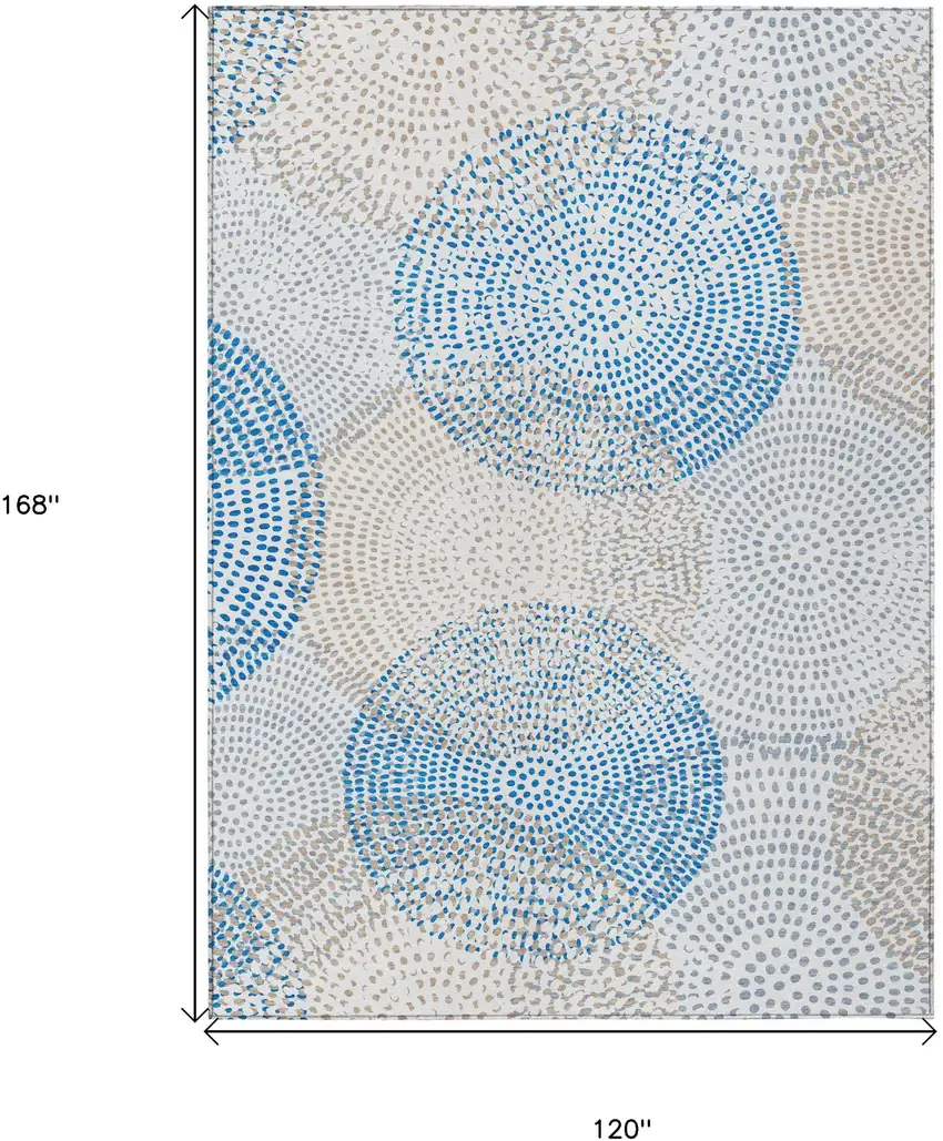 Ivory Polka Dot Washable Non Skid Indoor Outdoor Area Rug Photo 3