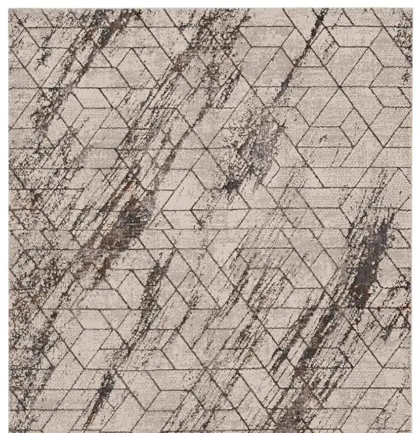 Ivory And Brown Geometric Area Rug Photo 5