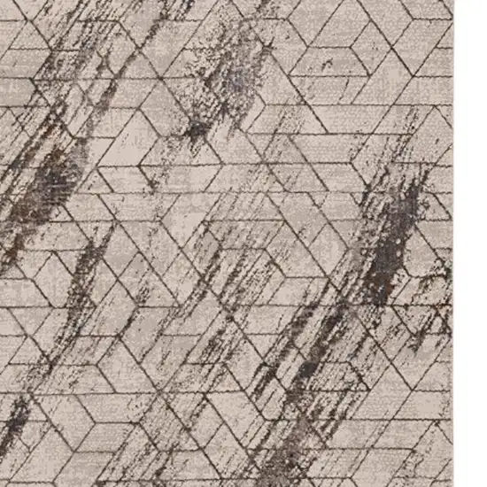 Ivory And Brown Geometric Area Rug Photo 4