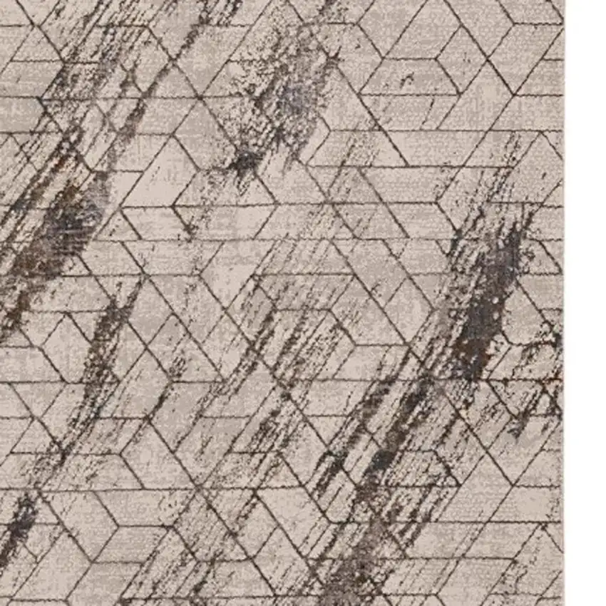 Ivory And Brown Geometric Area Rug Photo 4