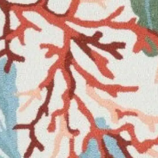 Ivory Red And Pink Fish and Coral Hand Tufted Area Rug Photo 3