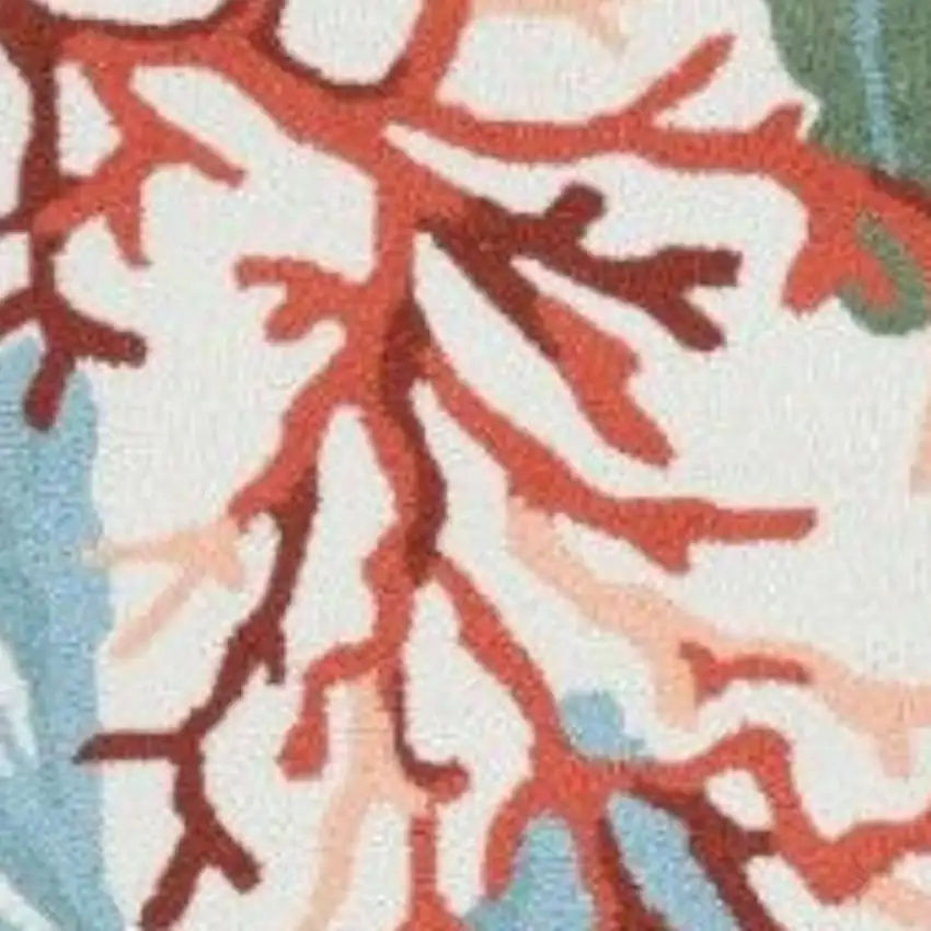 Ivory Red And Pink Fish and Coral Hand Tufted Area Rug Photo 3
