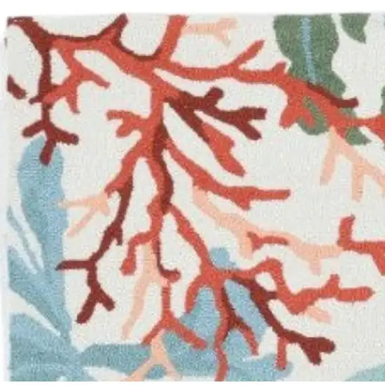 Ivory Red And Pink Fish and Coral Hand Tufted Area Rug Photo 4